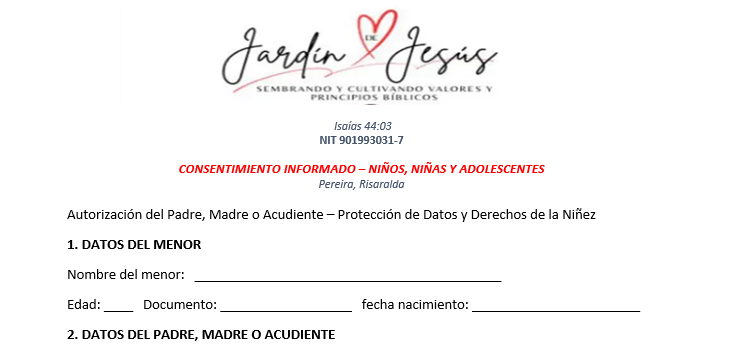 Consentimiento informado niños - Vista previa